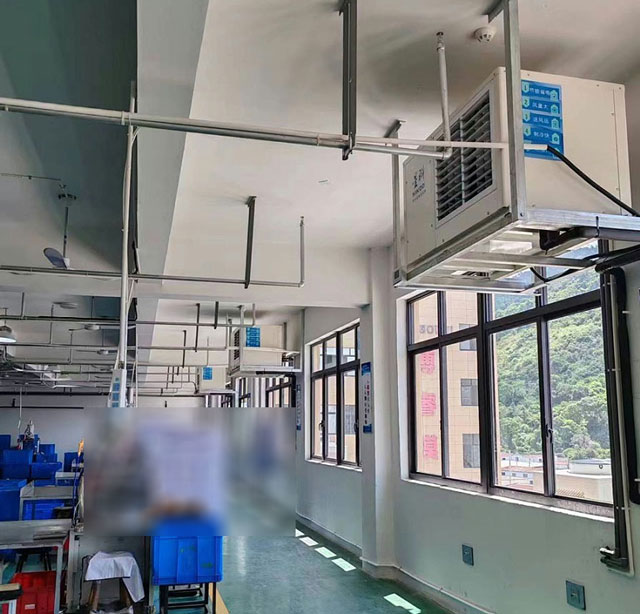 工业厂房车间整体降温，应用星科车间空调-蒸发冷省电空调卧式轴流机